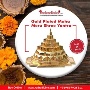 Gold plated Maha Meru Shree Yantra 4 × 4 